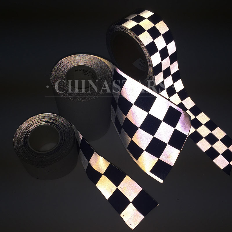 亮银TC必一（中国）布印刷方格 安全警示服用方格必一（中国）带